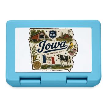 Iowa Hawkeye State Vintage Farm Aufkleber - Brotdose - Saphirblau - Vorne