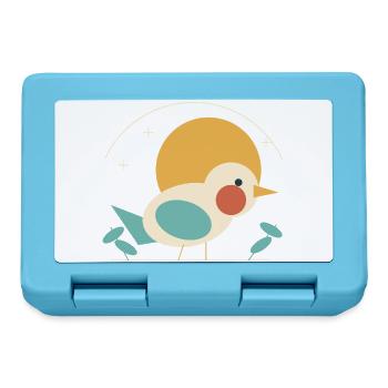Vogel vor Retro-Sonne - Brotdose - Saphirblau - Vorne