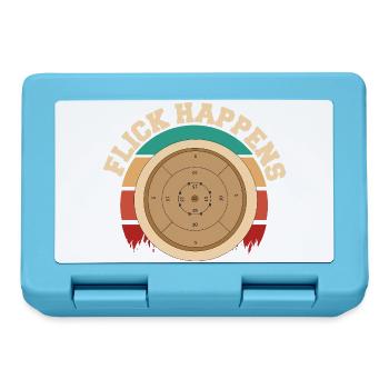 Flick Happens – Crokinole Spieler Retro Design - Brotdose - Saphirblau - Vorne