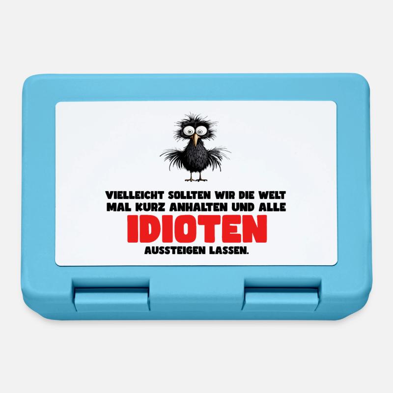 Lustiges Vogel Design mit Spruch - Brotdose - Saphirblau