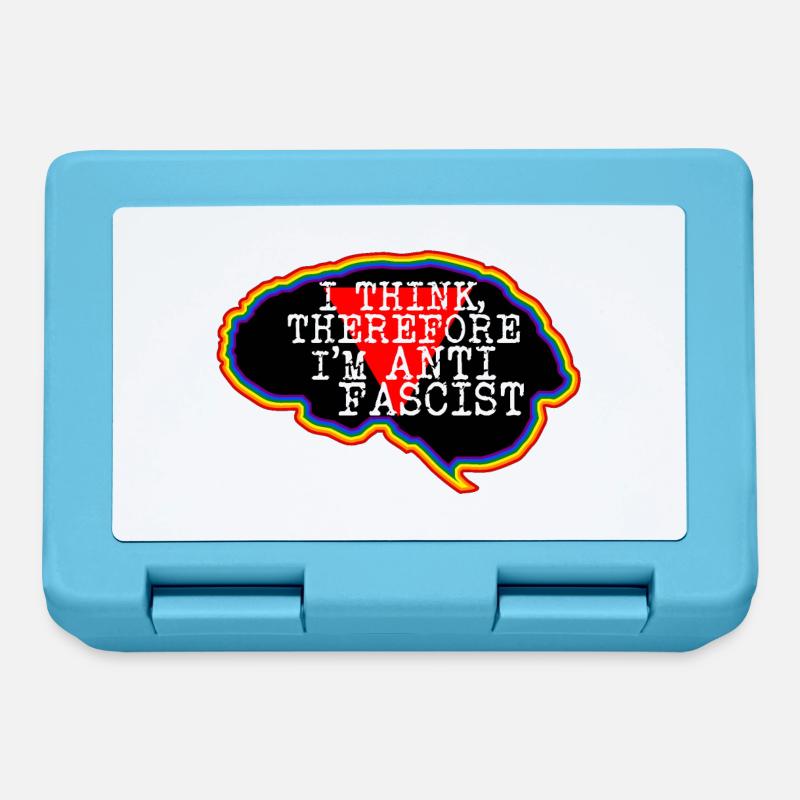 Brain. I think, therefore I'm an Anti-Fascist - Lunchbox - sapphire blue