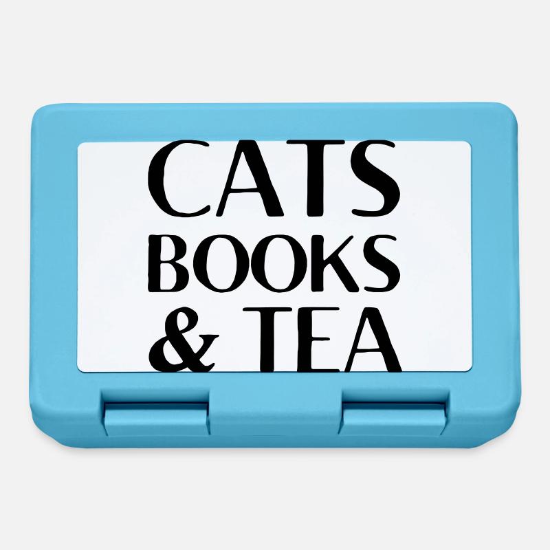 katzen buecher und tee Katzen Geschenk - Brotdose - Saphirblau