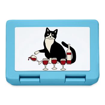 Katzenweinglas - Brotdose - Saphirblau - Vorne