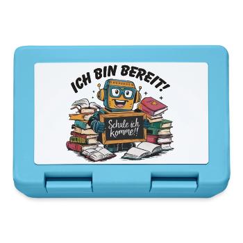Einschulung erster Schultag kleiner Roboter - Brotdose - Saphirblau - Vorne