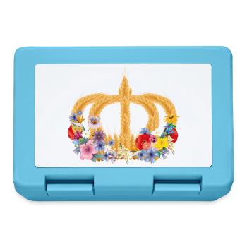 Couronne de blé avec des fleurs – symbole de la nature et de la récolte - Boîte à goûter - bleu saphir - Devant