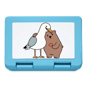 Nordsee Möwe Braun Bär Freundschaft Liebe anlehnen - Brotdose - Saphirblau - Vorne