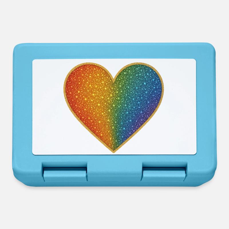 Funkelndes Regenbogenherz Design - Brotdose - Saphirblau