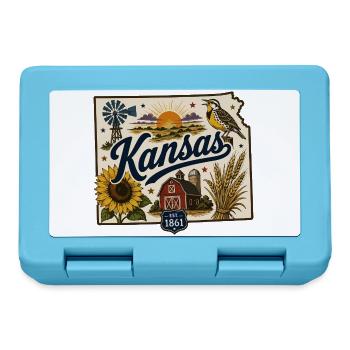 Kansas Sunflower State Vintage Reiseaufkleber - Brotdose - Saphirblau - Vorne