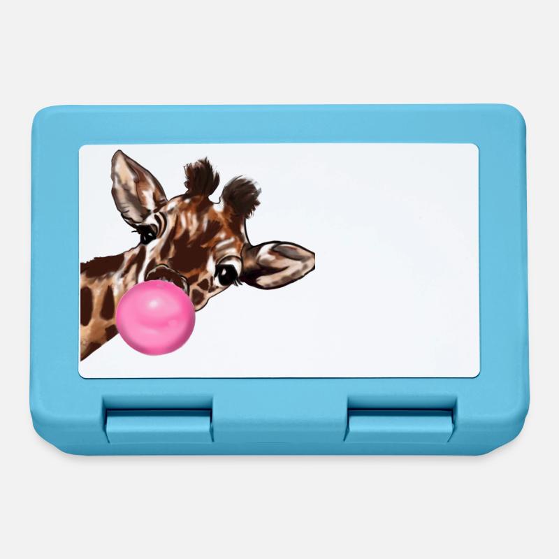 Giraffe with bubble gum - Lunchbox - sapphire blue