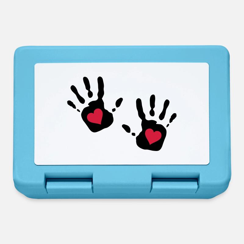 Double Handprint Red Heart - Lunchbox - sapphire blue