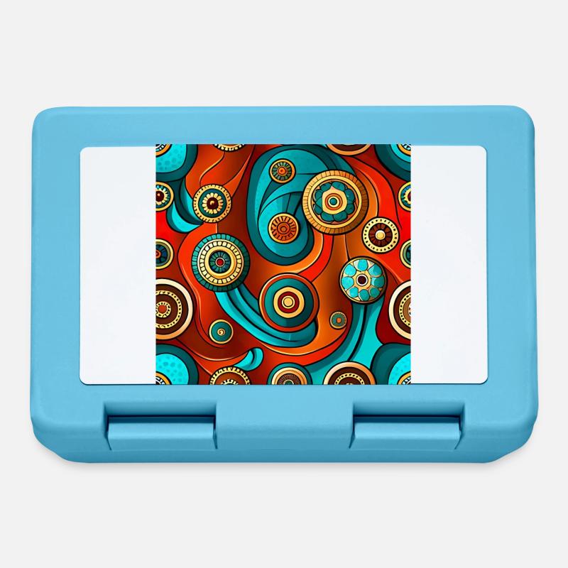 Modern Ajrakh Seamless Pattern - Lunchbox - sapphire blue