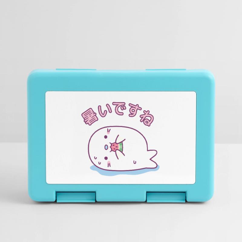 Mignon phoque blanc mangeant de la pastèque, c’est chaud Boîte à goûter