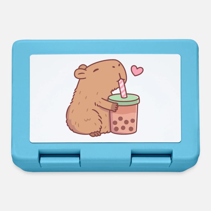 Mignon Capybara aime le thé à bulles - Boîte à goûter - bleu saphir