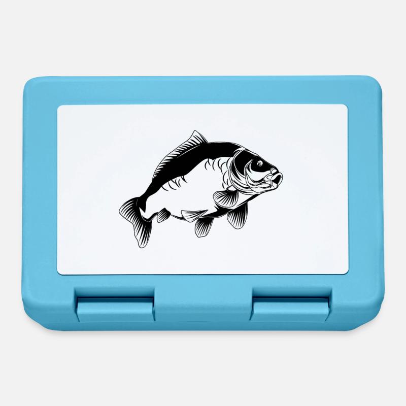 Image de carpe de pêche capturant la carpe miroir - Boîte à goûter - bleu saphir