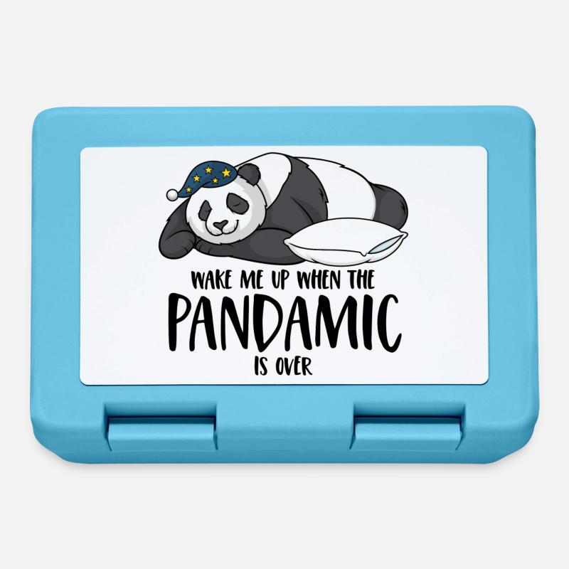 Panda saying Wake me up when the pandamic is over - Lunchbox - sapphire blue