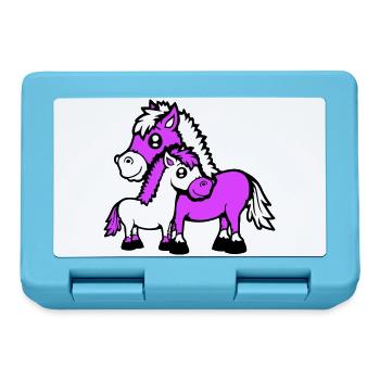 2 Mignon Chevaux Enfant Famille Maman Papa Maman Père - Boîte à goûter - bleu saphir - Devant
