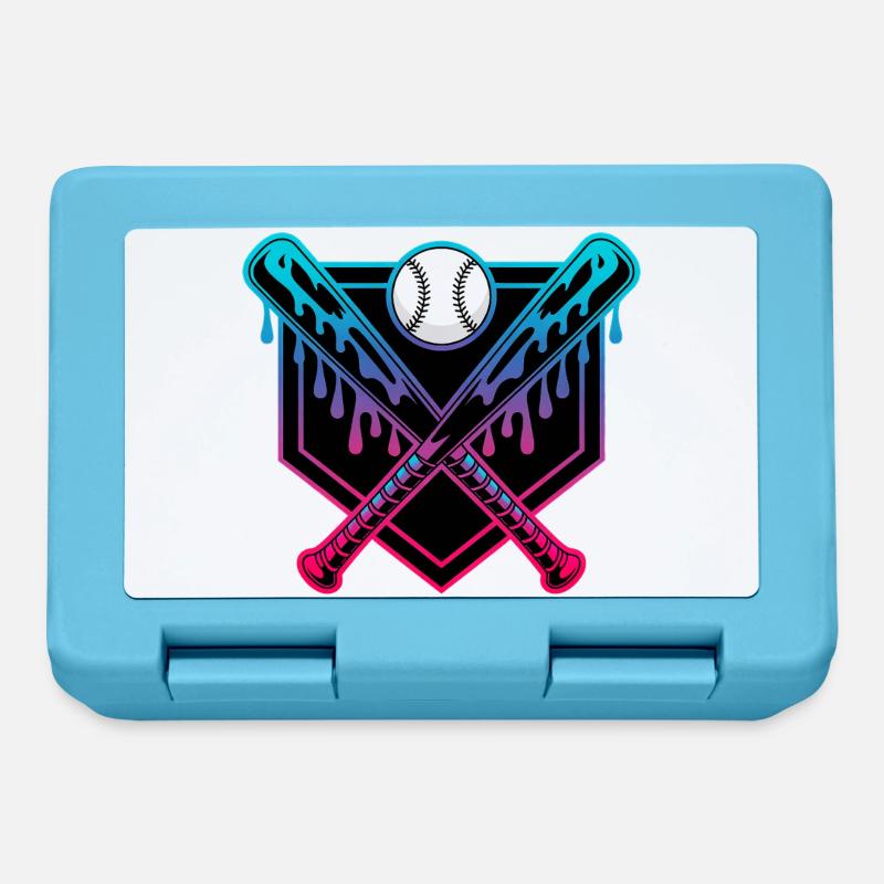 Neon Dripping Baseball Bats Crossed - Lunchbox - sapphire blue