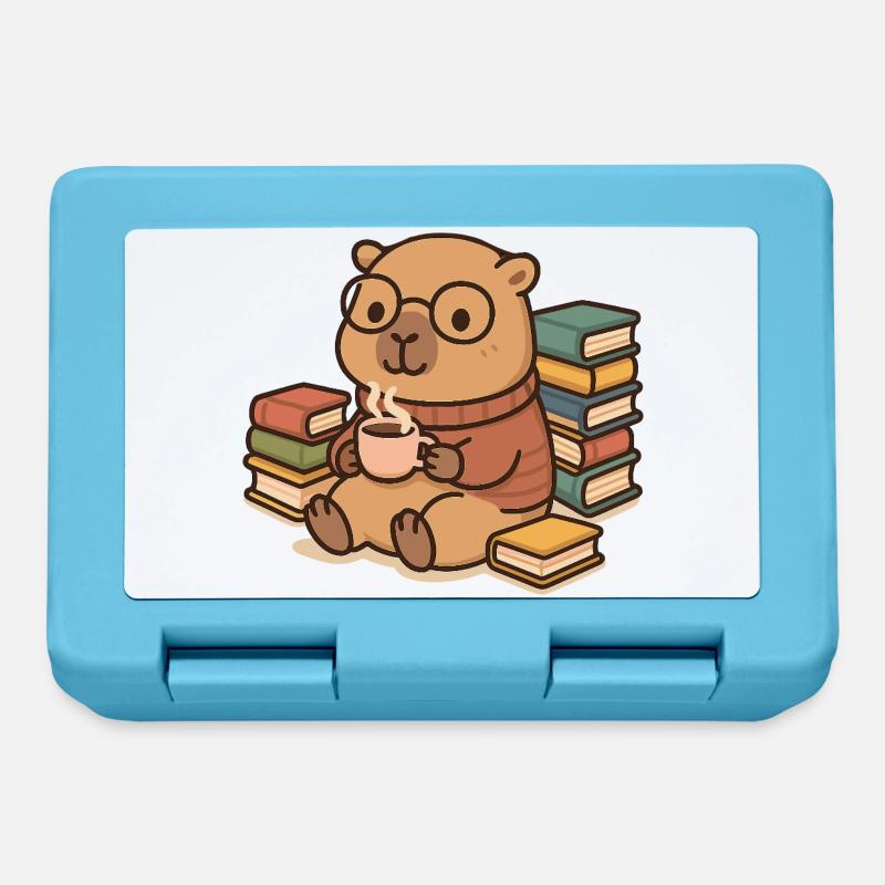 Capybara Leseratte – Bücher & Kaffee ☕📚 - Brotdose - Saphirblau