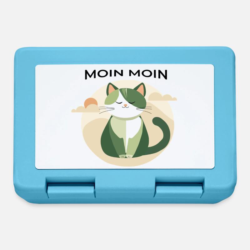 Moin moin - Chat avec salutation nord-allemande - Boîte à goûter - bleu saphir
