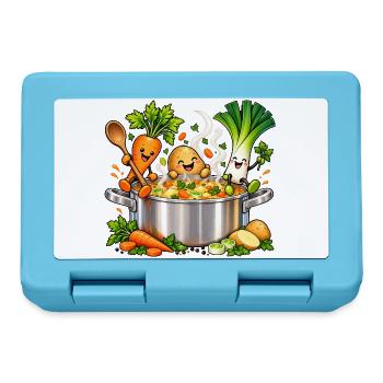 Fröhliche Gemüsefreunde kochen Suppe  - Brotdose - Saphirblau - Vorne