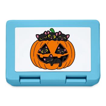 Katzen in einem Halloween-Kürbis - Brotdose - Saphirblau - Vorne