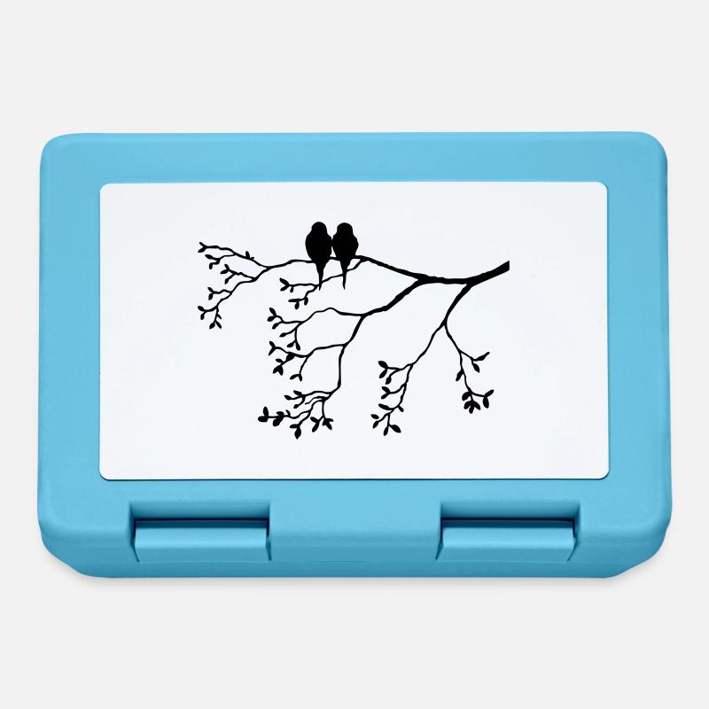 Vogelpaar on thin branch - Lunchbox - sapphire blue