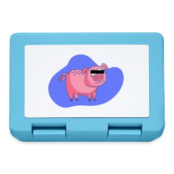 Cochon de dessin animé - Boîte à goûter - bleu saphir - Devant