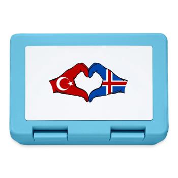 Turquie Islande Drapeau Mains Coeur Forme - Boîte à goûter - bleu saphir - Devant