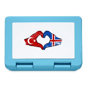 Turkey Iceland Flag Hands Heart Shape Used - Lunchbox - sapphire blue - Front