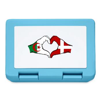 Algérie Danemark Drapeau Mains Coeur Forme - Boîte à goûter - bleu saphir - Devant
