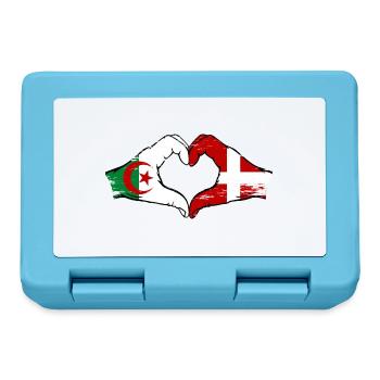 Algerien Dänemark Flagge Hände Herzform used - Brotdose - Saphirblau - Vorne