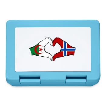 Algerien Norwegen Flagge Haende Herzform - Brotdose - Saphirblau - Vorne