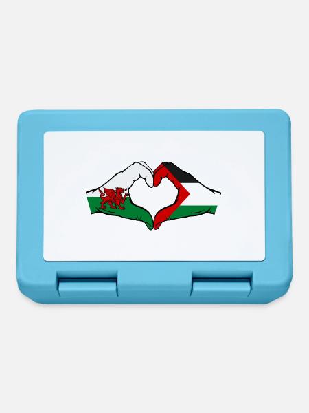 Wales Palästina Flagge Hände Herzform - Brotdose - Saphirblau