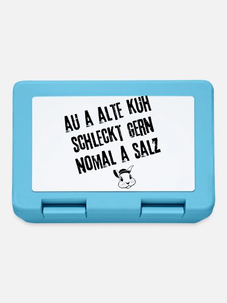 Alte Kuh's Salzleckerei | Redewendung - Brotdose - Saphirblau