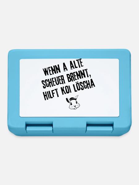 Brennende Scheuer | Redewendung - Brotdose - Saphirblau