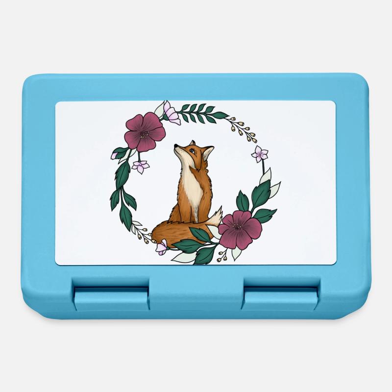 Renard et fleurs - Boîte à goûter - bleu saphir