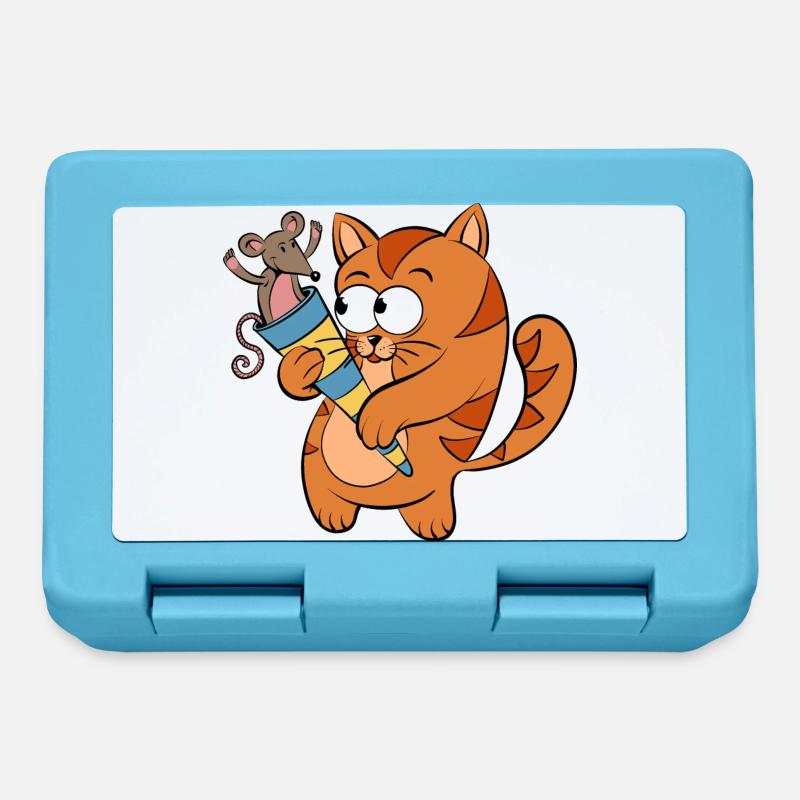 Petit chaton d’école - Boîte à goûter - bleu saphir