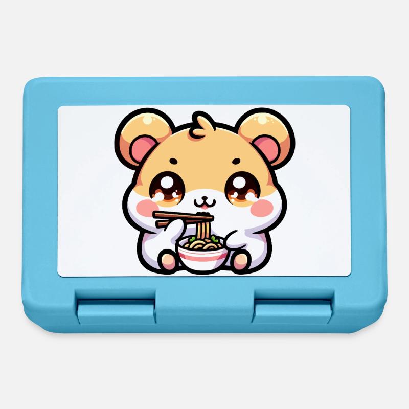 Kawaii hamster eats ramen - Lunchbox - sapphire blue