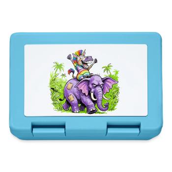 Regenbogen Zebra-Einhorn auf Lila Elefantenritt - Brotdose - Saphirblau - Vorne