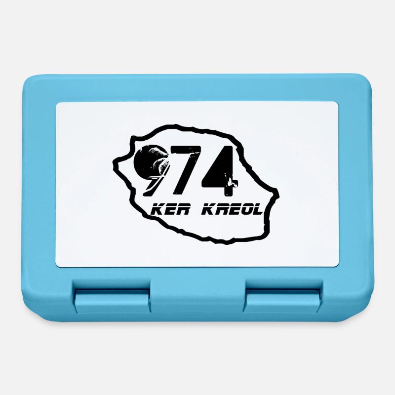Carte de la Réunion 974 - Boîte à goûter - bleu saphir