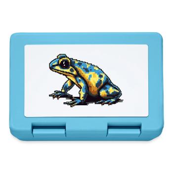 Farbenfroher Retro Pixel Pfeilgiftfrosch in 8 Bit - Brotdose - Saphirblau - Vorne