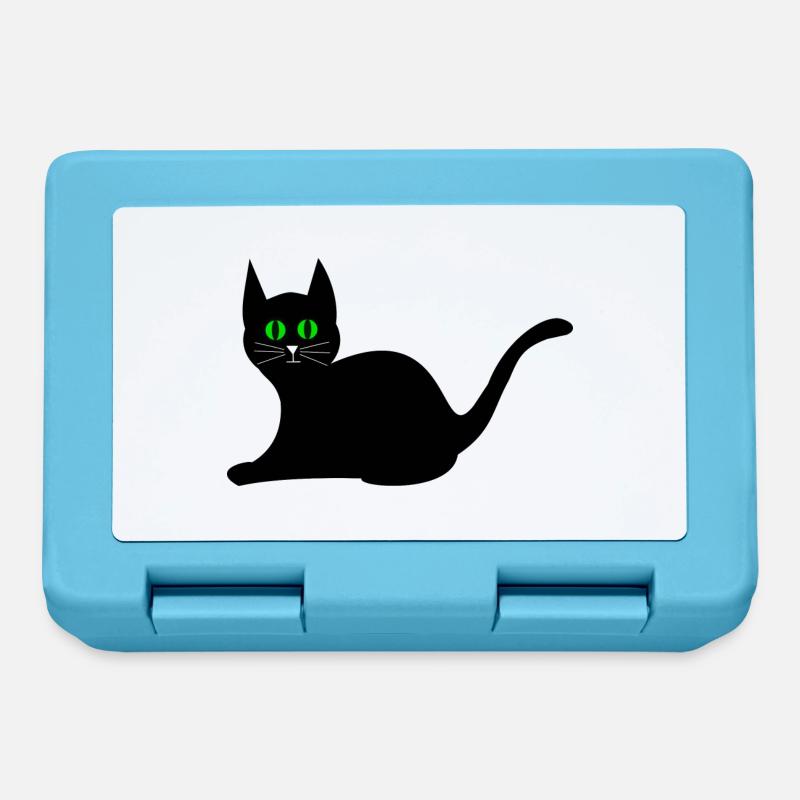 chat noir - Boîte à goûter - bleu saphir