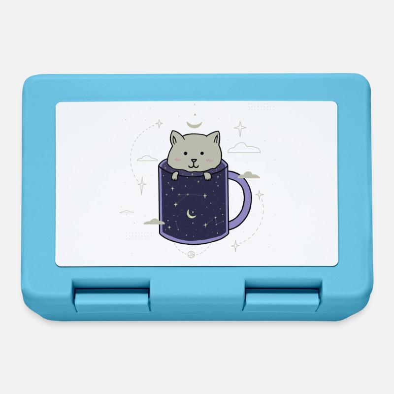 Katze in einer Galaxy Tasse - Brotdose - Saphirblau
