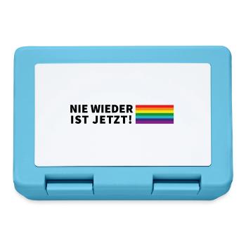 Nie wieder ist jetzt! Schriftzug Pride Flagge - Brotdose - Saphirblau - Vorne