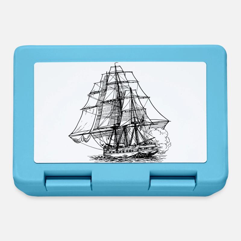 pirate ship boat pirat piratenschiff schiff skull1 - Brotdose - Saphirblau