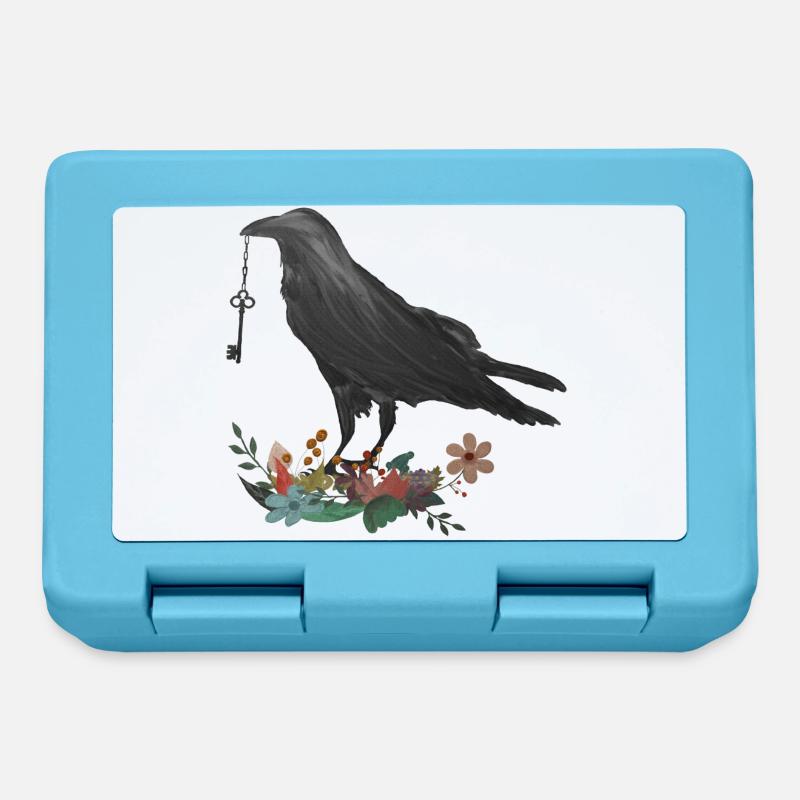 Raven with key - gift - Lunchbox - sapphire blue