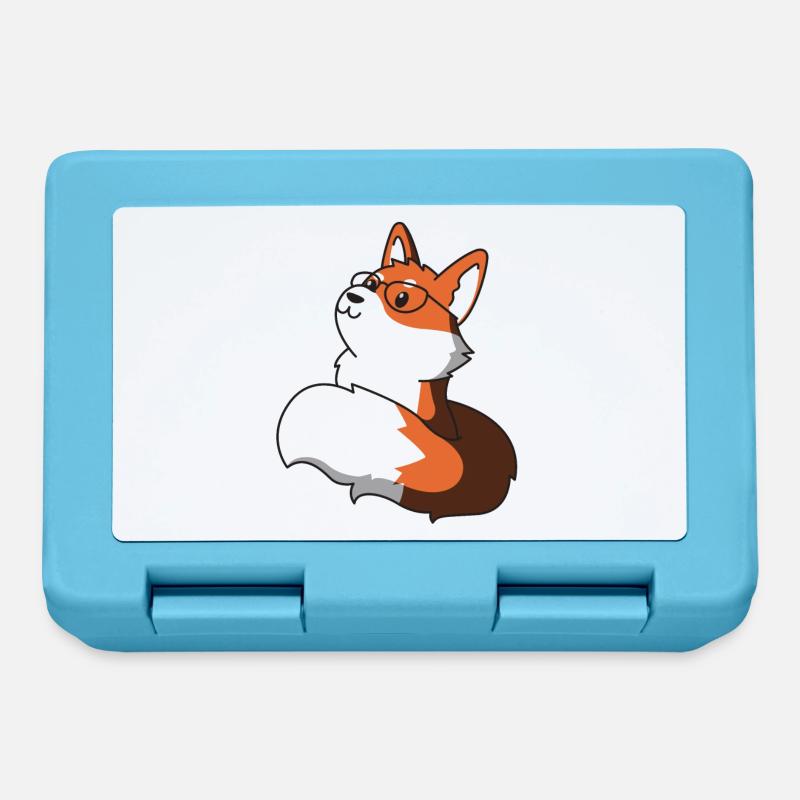 Schlauer Fuchs mit Brille Geschenk idee nerd idee - Brotdose - Saphirblau