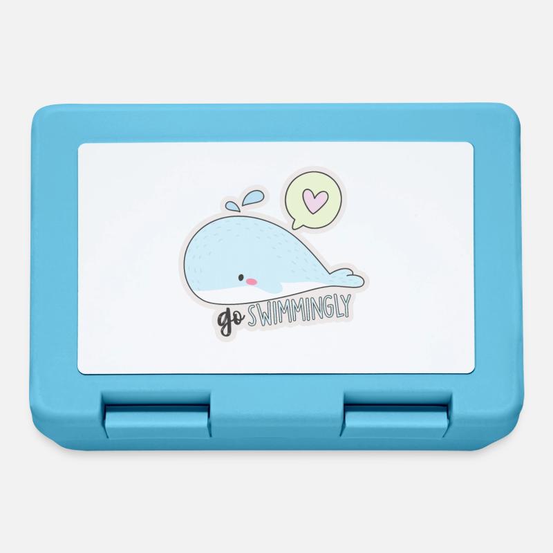 Baleine amour mer été cadeau vacances de natation - Boîte à goûter - bleu saphir