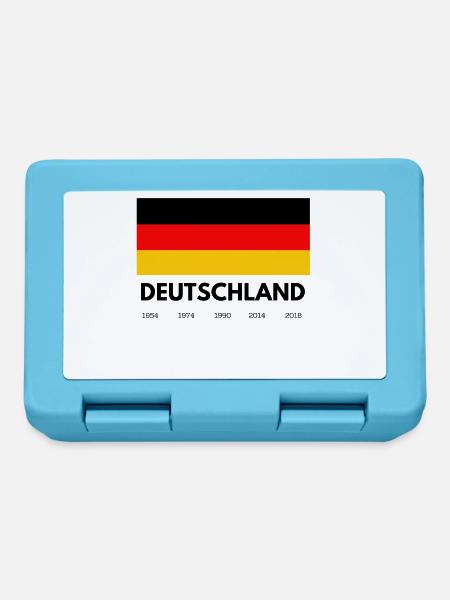 Deutschland Schriftzug mit Flagge und Jahreszahlen - Brotdose - Saphirblau
