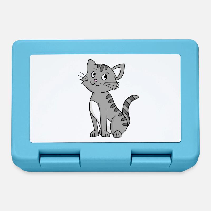 Graue Katze - Brotdose - Saphirblau